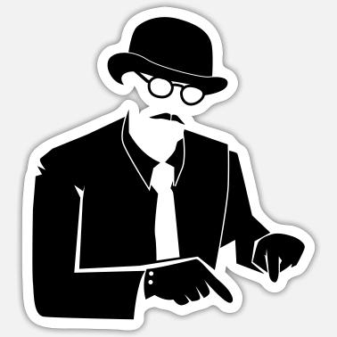 Bowler cappello uomo che punta verso il basso' Adesivo | Spreadshirt